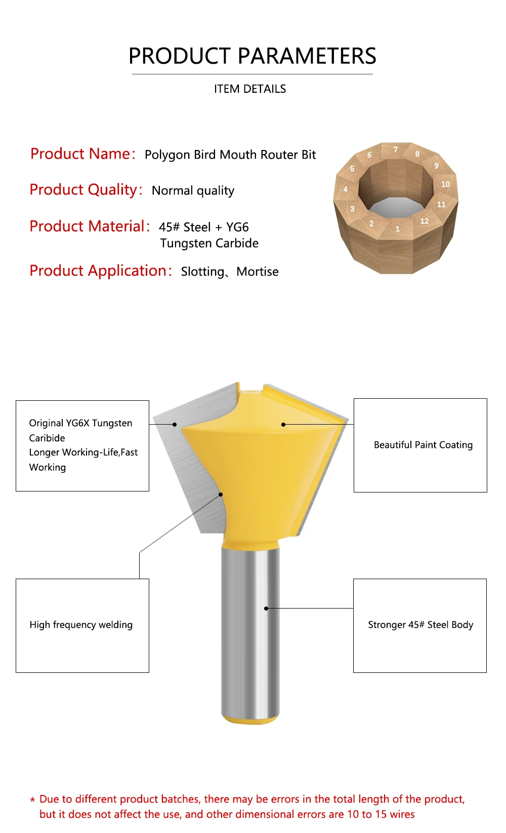 Imagem -05 - Lavie 1pc 12 mm 12.7 mm Multi Face Cola Joint Router Bit Sided 12 Sided Sided Tenon Fresa Carpintaria Mc03036