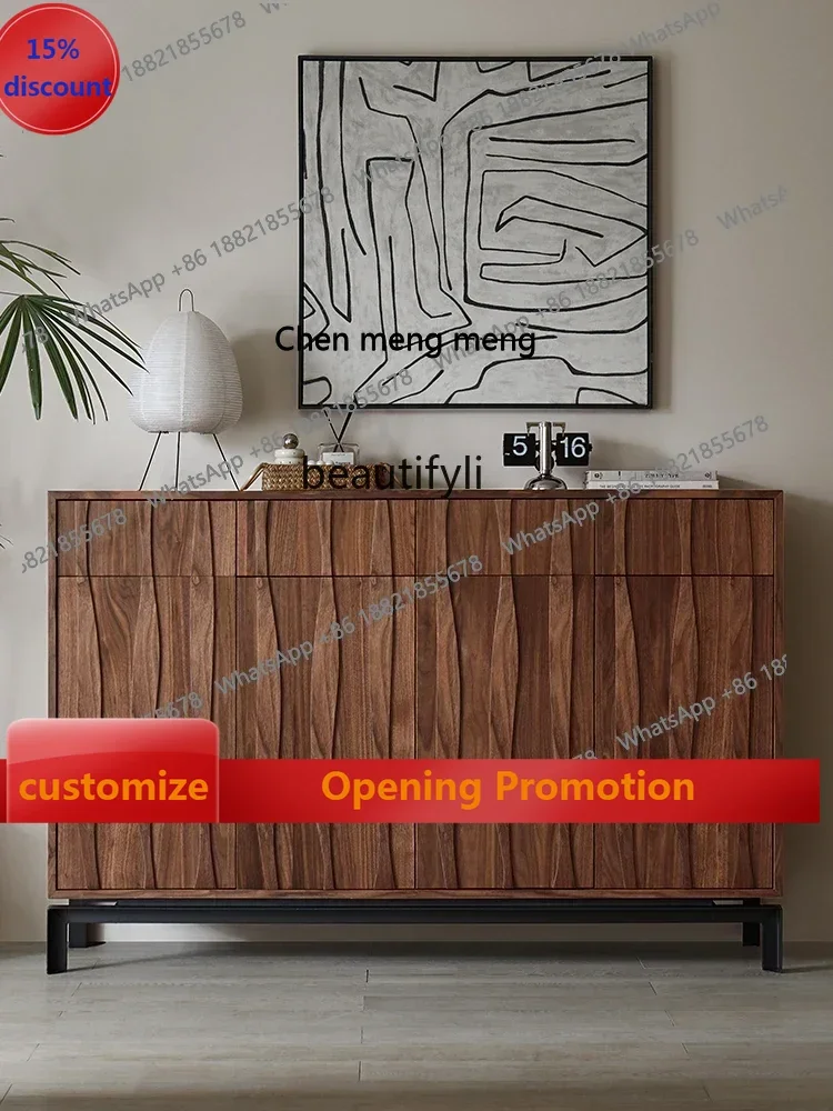 

B7304 ss North America Black Walnut Wooden Locker Modern Wall Shoe Cabinet Retro Style Hallway Storage Side Cabinet