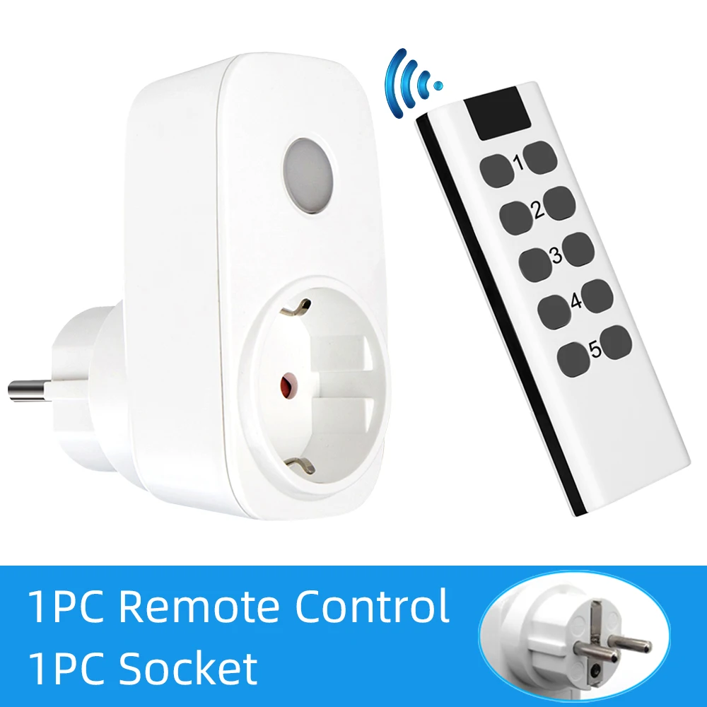

RF Wireless Remote Control EU Plug 433mhz France Universal Smart Socket 220V 16A Power Outlet for Lamp LED/fan/illumination