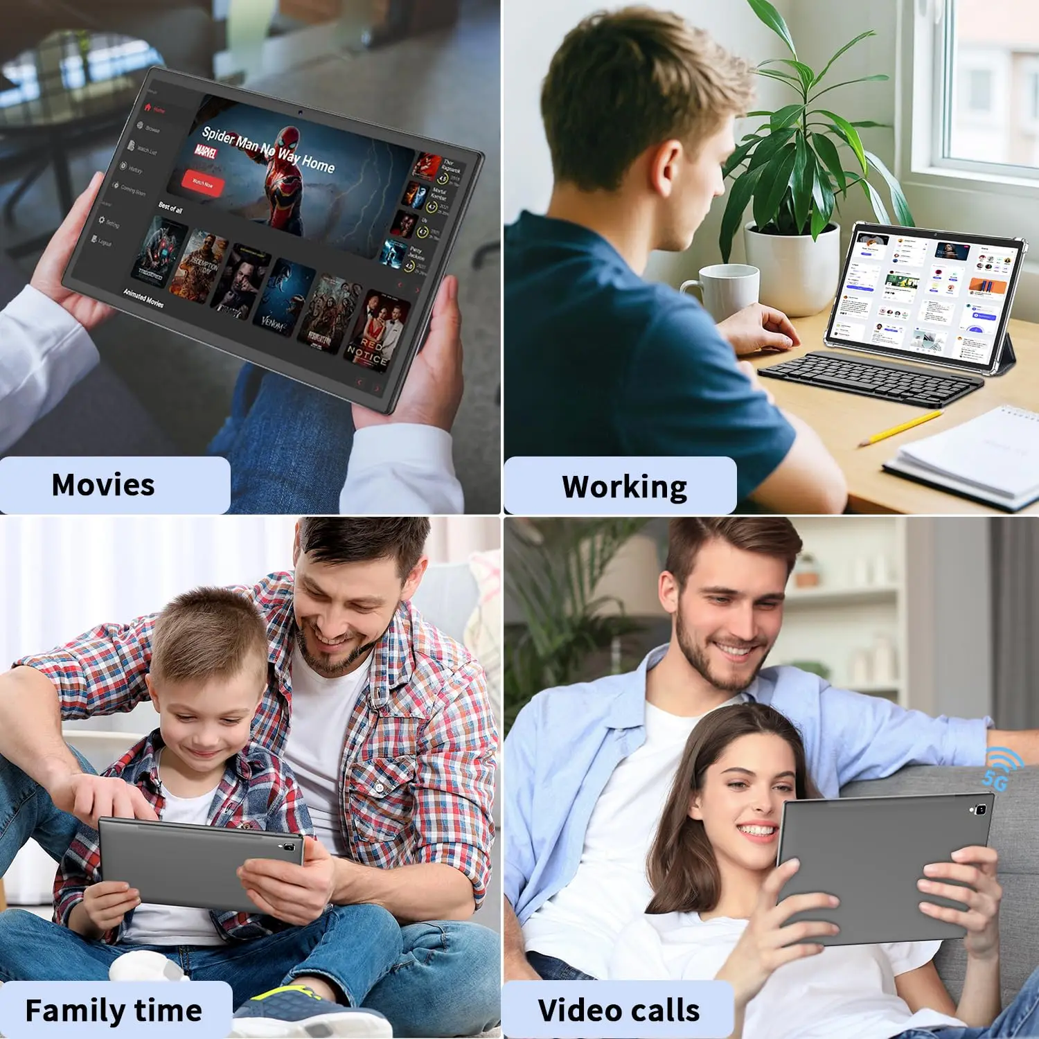 Relndoo Novo tablet Android 14, 8 GB (4 GB + 4 GB expandido) RAM 64 GB ROM, WiFi, câmera dupla, tela HD IPS de 10,1 polegadas 1280 * 800, tipo C