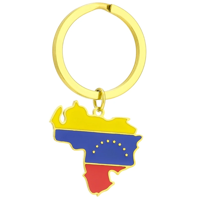 Venezuela Map Keychains Venezuelan Keyrings Stainless Steel Material Perfect Gift for Travelers Culture Lover