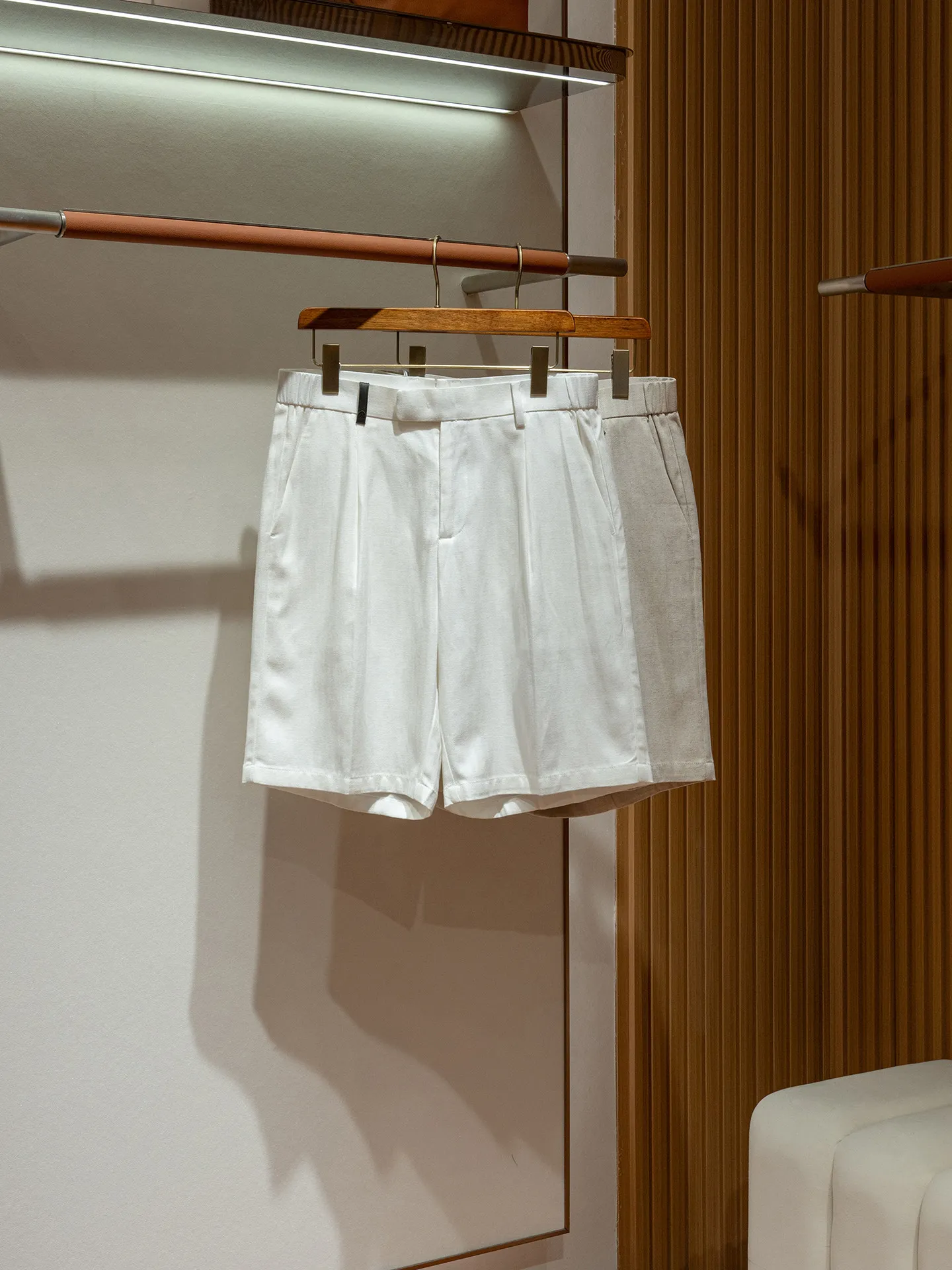 Fashion, Herringbone Linen Cotton Blend, Men's Casual Five-Point Shorts