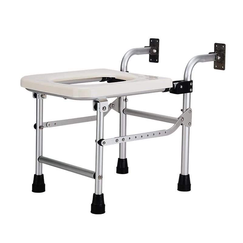 Foldable Squat Toilet Chair, Rustproof, Height Adjustable, Non-Slip Base, Waterproof Seat, Bathroom Safety, Elderly Commode