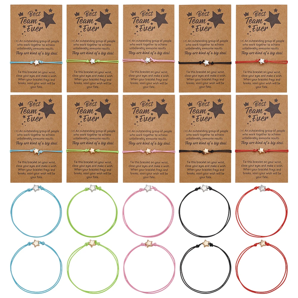 Friendship Bracelets with 20Pcs Make a Wish Card Wish Bracelet Back to School Christmas Jewelry Gifts Teamwork Employee