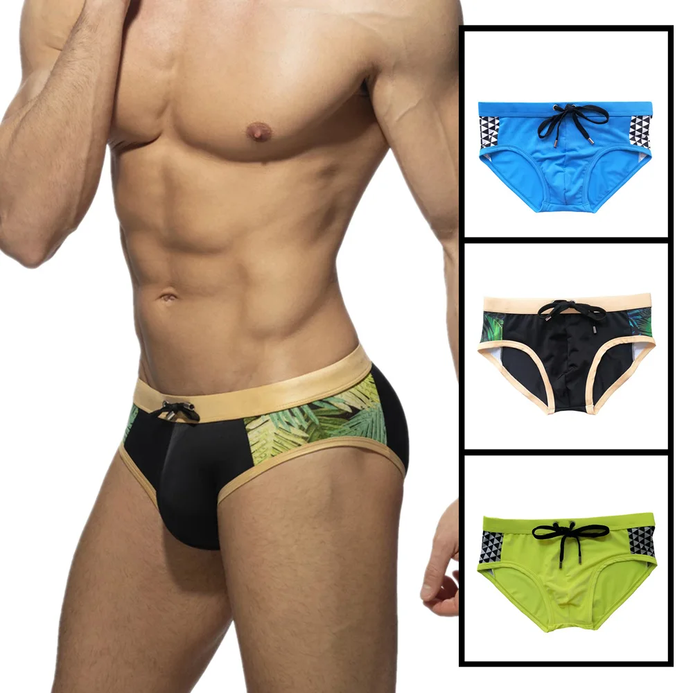 

New men's swimming trunks low-rise sexy briefs quick-drying tether tight swimsuit anti-embarrassment beach pants