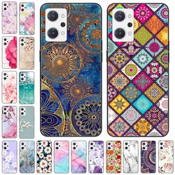 For OPPO Reno 7A 5A 3A Case Soft Silicone Marble Flower Black Phone Cover for OPPO Reno7 A Reno5A Reno3A Funda Reno5 A Capas