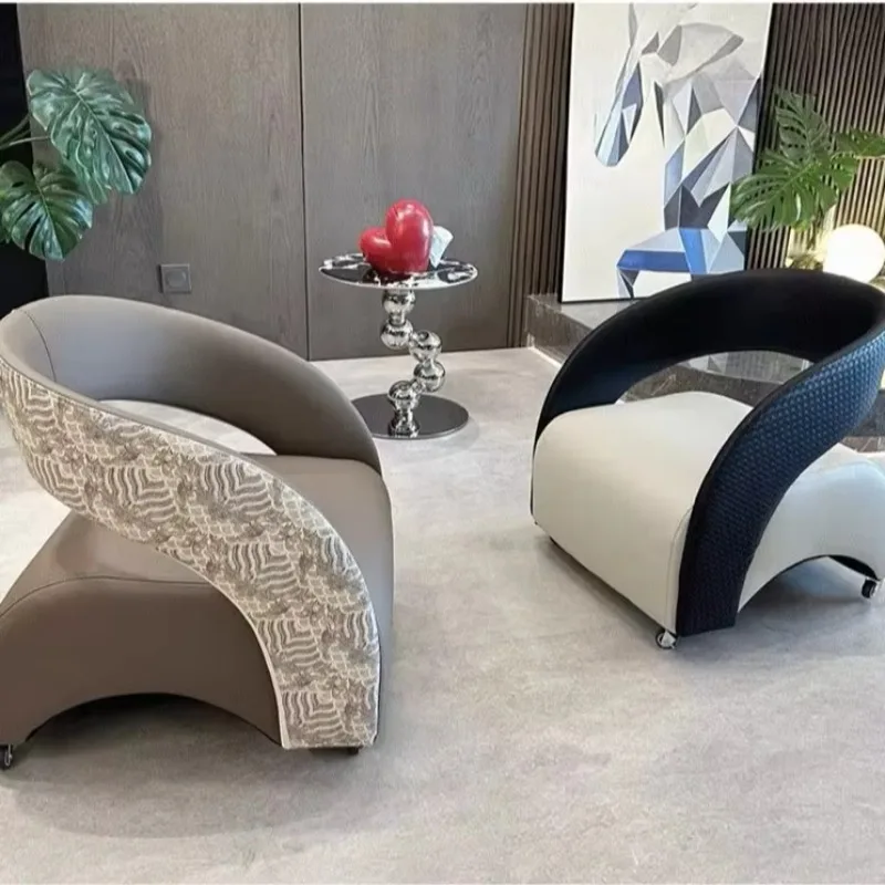 Handcrafted contemporary leather lounge chair with comfortable and soft upholstery, suitable for home or villa living room