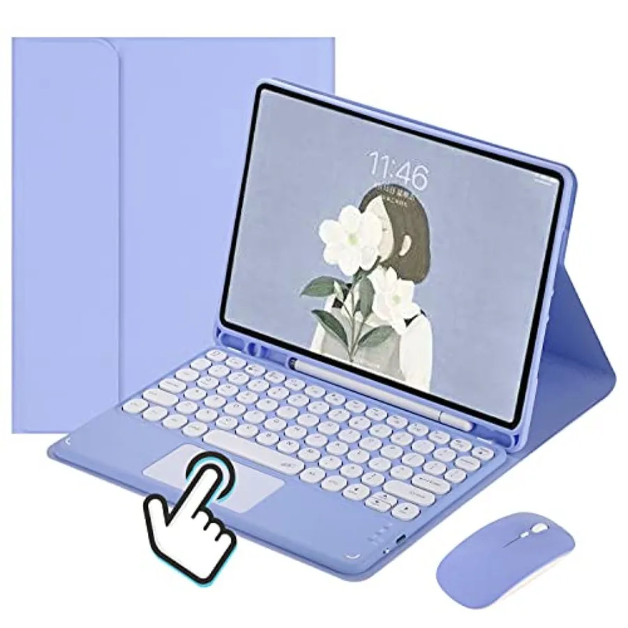 

Чехол-клавиатура Touch для iPad A16 2025 11-го поколения 11 дюймов / iPad 10-го поколения 2022 (10.9) с ретро-клавишами круглой формы, милый дизайн, съемная клавиатура