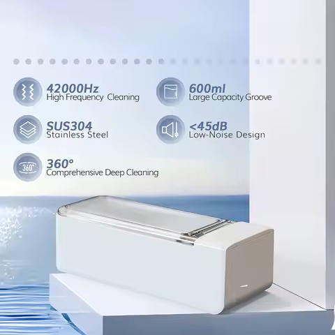 KUNPHY Household Ultrasonic Bath 600ml Ultra Sonic Cleaner 20OZ 42KHz Portable Jewelry Cleaner Machine Kit For Eyeglasses Tool