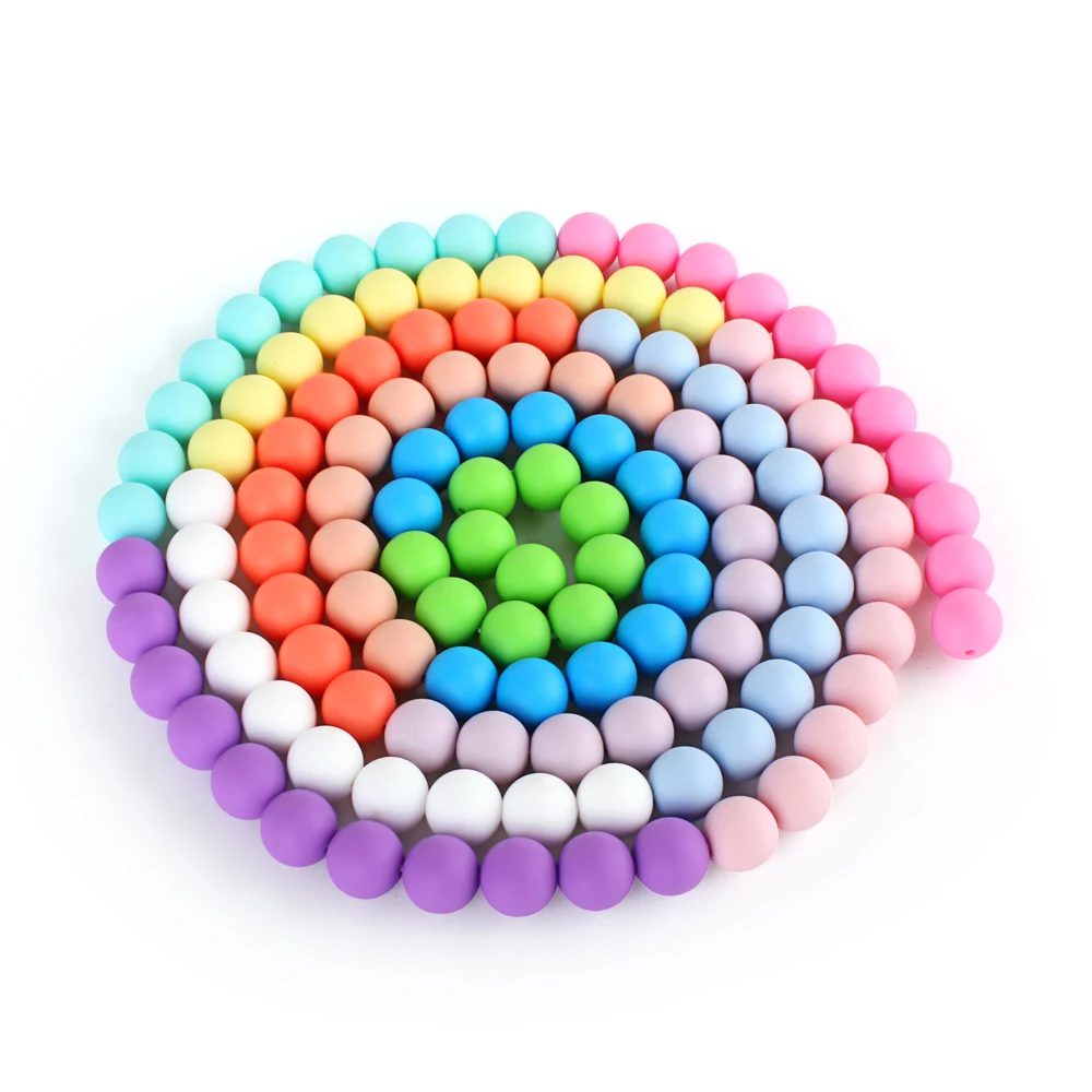 20/50/100pcs 12mm Round Silicone Beads For Jewelry Making DIY Pacifier Chain Pen Set Necklace Chewable Teether Teething Toys