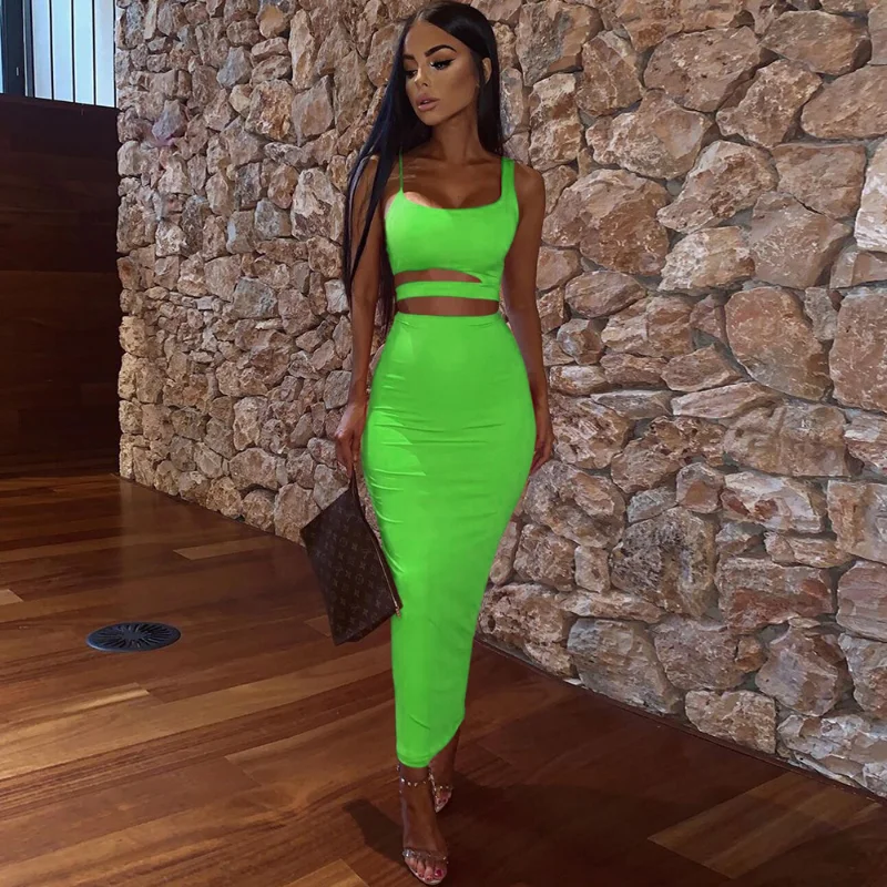 Two Piece Skirt Set Women’s Suit Clothes Summer 2024 Trend Sexy Outfit Cropped Top and Split Skirt Chic Elegant Female Clothing