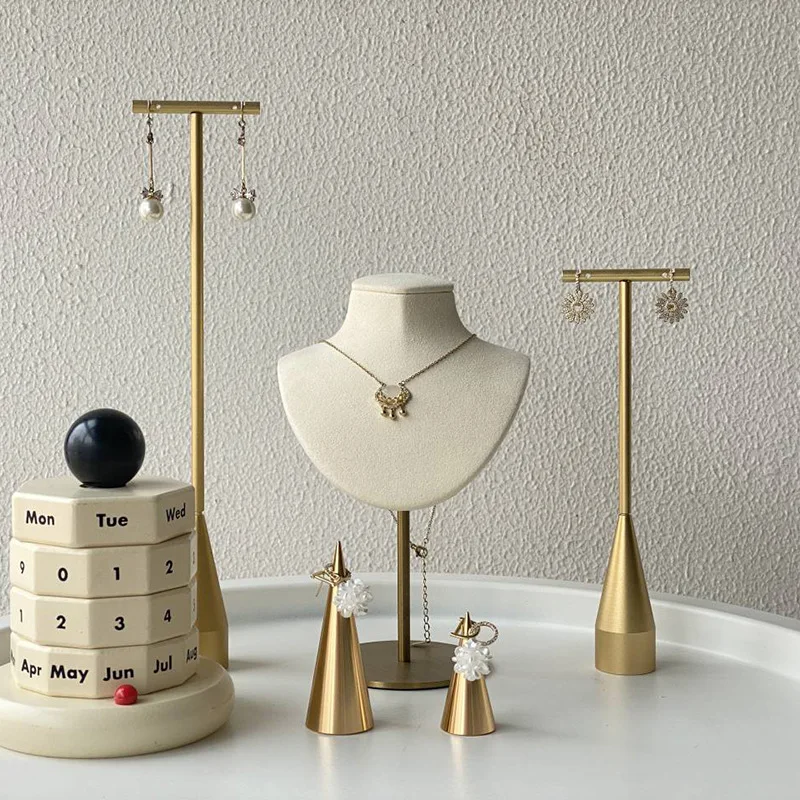 Jewelry Stand Display Necklace Holder T-Bar Plated Metal Tabletop Jewelry Organizer Tower for Show Jewelry Hanging Pendant