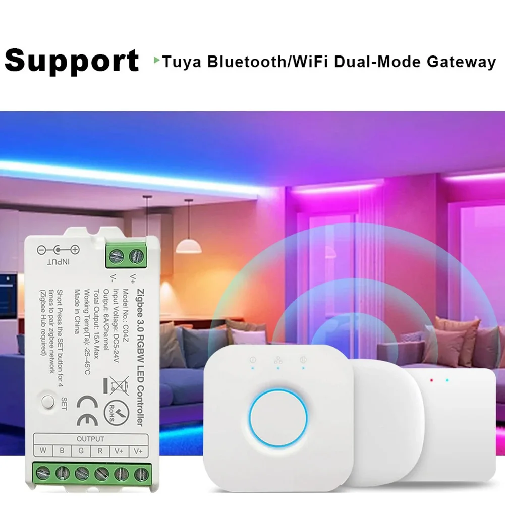 B50C Zigbee 3.0 WiFi LED Controller 2.4GHz RGBW LED Strip Tuya Gateway Hue Bridge Smart Things Voice Control DC5V-24V