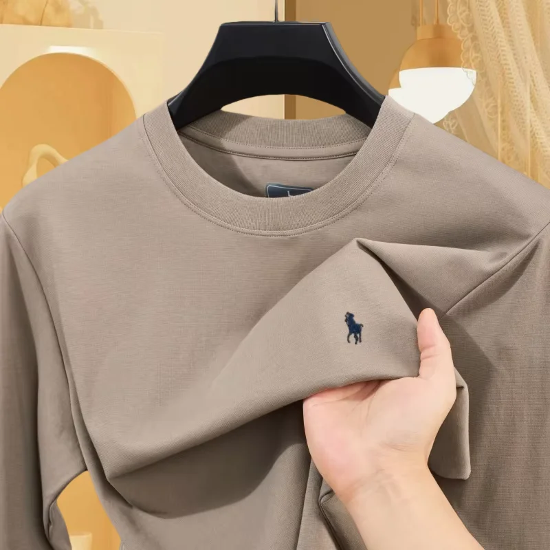 

High end luxury spring and autumn new comfortable round neck long sleeved men hot selling original brand Paul embroidery T-shirt