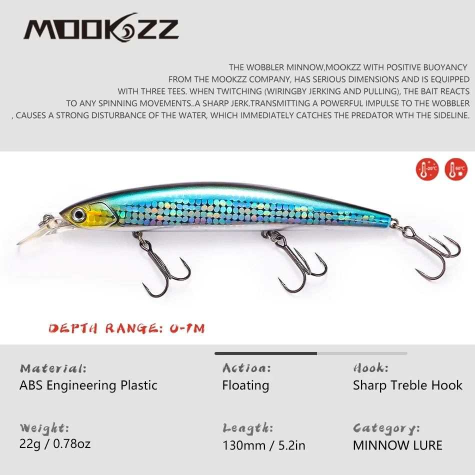 Floating  130mm 22g MOOKZZ 2023 New Arrival Hot Sale Minnow Hard Fishing Lure Bait Hot Fishing Tackle Artificial Lures Bait