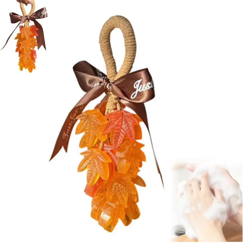 Portable Simulated Crystal Soap Rich Foam Gentle Maple Leaves Shape Soap Hanging Handmade Soap for Shower