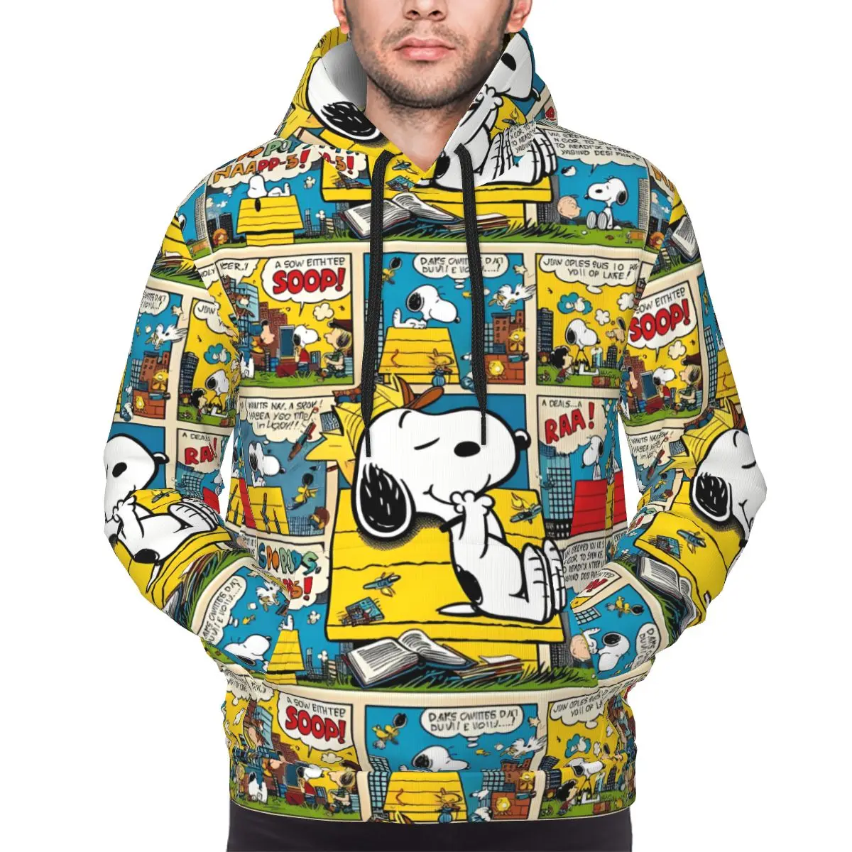 Peanuts Comic Characters Snoopy Hoodie Men Women Sweatshirt Graphic Cartoon Kanga Pocket Hoodies Pullover Long Sleeve Shirts