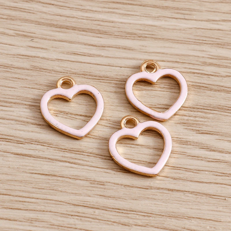 Tusember 20 Stück 11*13mm Süße Emaille-Hohle-Herzanhänger für Ohrringe, Armbänder, Schmuckherstellung, DIY Handgemachtes Zubehör – Detail 8