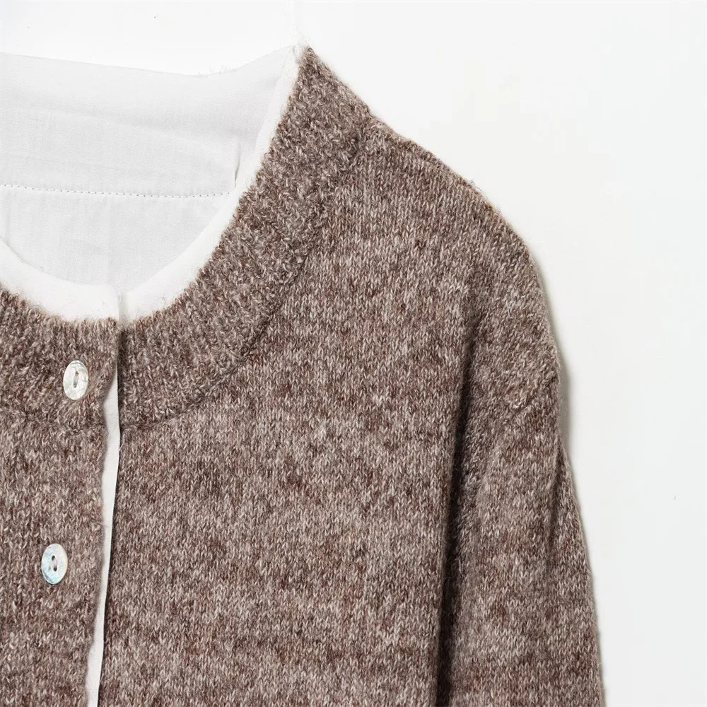 Autumn new women's clothing European and American style fashionable versatile color blocking knitted jacket