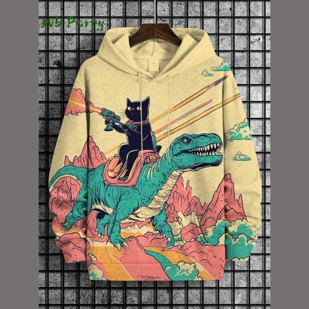 2026 الرجال هوديس مضحك القط Ufo الفن ثلاثية الأبعاد المطبوعة الكرتون البلوز الرجال النساء رياضية المتضخم عادية الشارع مان بلوزات