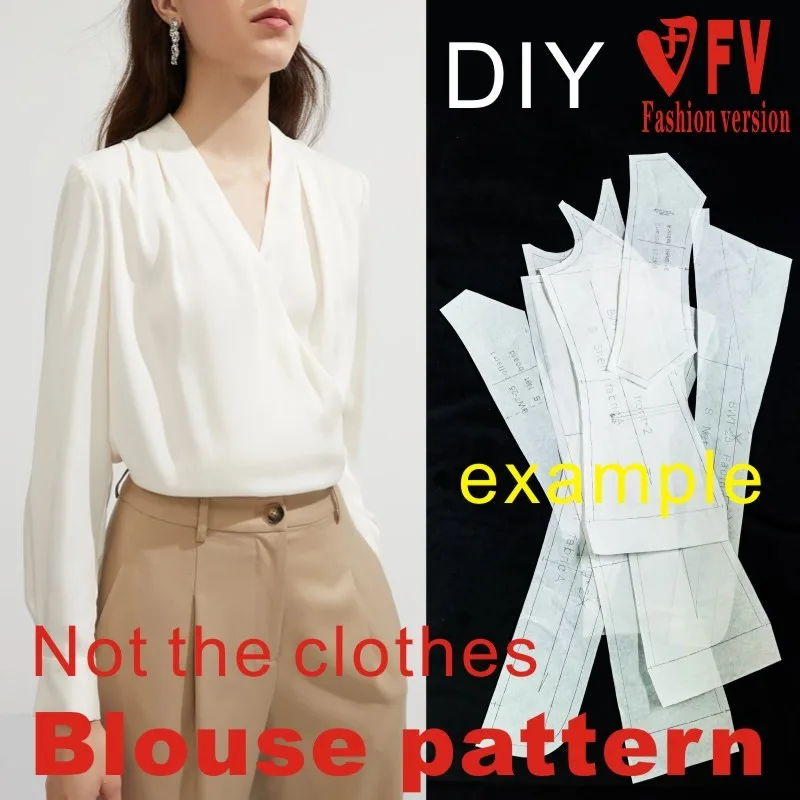 Clothing pattern women's clothing design sense V-neck long-sleeved shirt sewing production drawing 1:1 physical pattern BCY-202