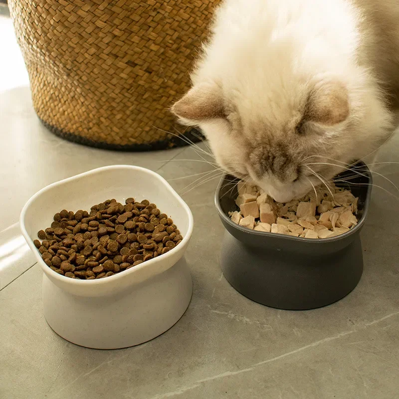 Stress Free Cat Food Bowl Tilted Heightened Cat Bowl Non-Slip Protection Pet Spine Double-Sided Bowl Can Be Used In Dishwasher