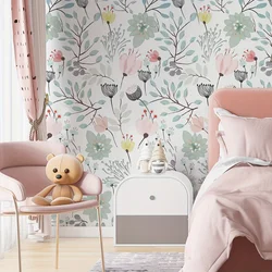 1 roll colorful art pattern design printing wallpaper flowers animals moisture-proof thickened home decoration wall stickers