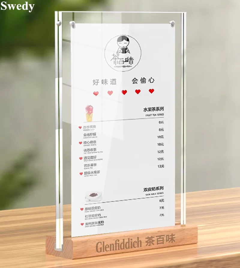 A4 210x297mm Magnetic Tabletop Menu Paper Holder Photo Picture Ad Poster Frame 8.5 x 11-Inches Acrylic Sign Holder Display Stand