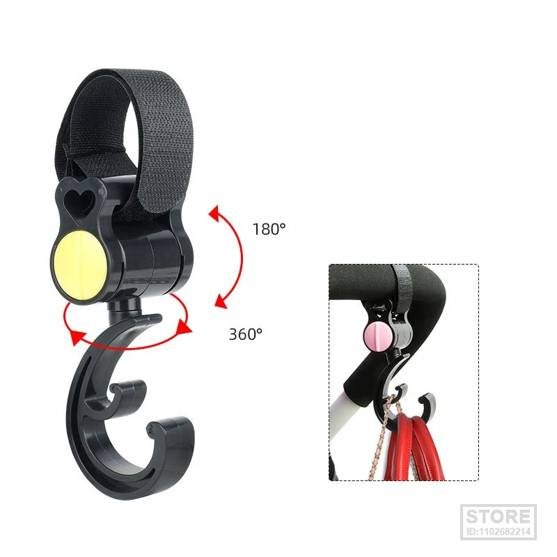 2pcs Kids Bike Trailer Hooks 102mm 360 Degree Rotated Baby Stroller Bar Hook Bicycle Helmet Holder ABS Cycling Accessories Parts