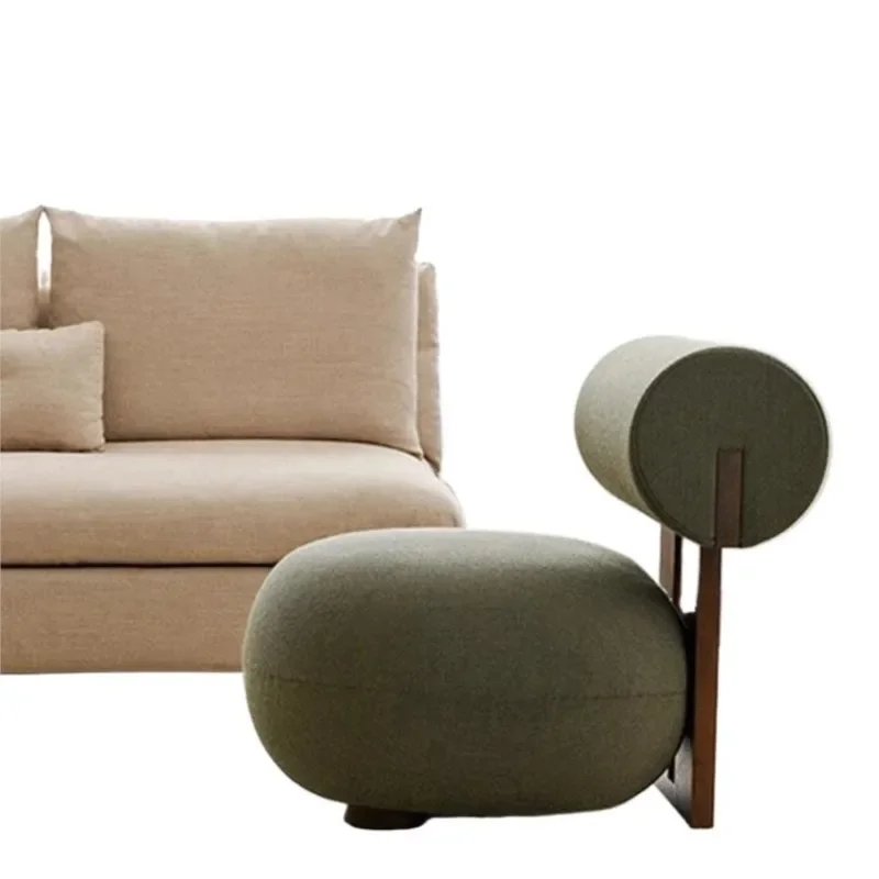 Modern Nordic Style Solid Wood Sofa Chair Be Used As A Cream Wind Living Room Lazy Lamb Fleece Hippo Single Leisure