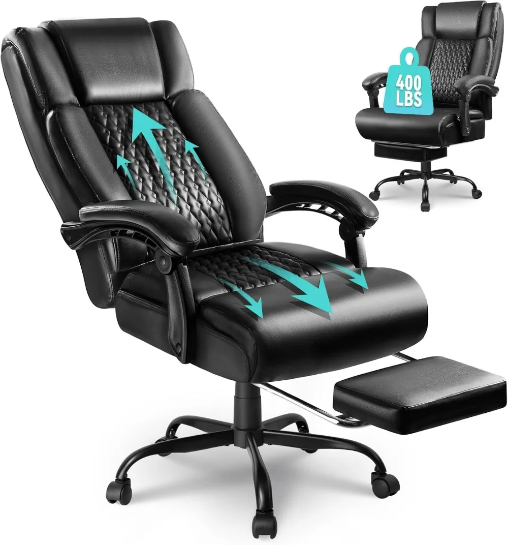

400lbs capacity executive office chair with footrest, big and tall ergonomic computer gaming chair, high back lumbar support