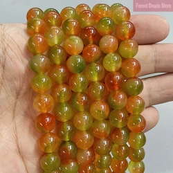 6/8/10mm Natural Stone Mango Chalcedony Round Beads Diy Bracelet Earring Accessories 15