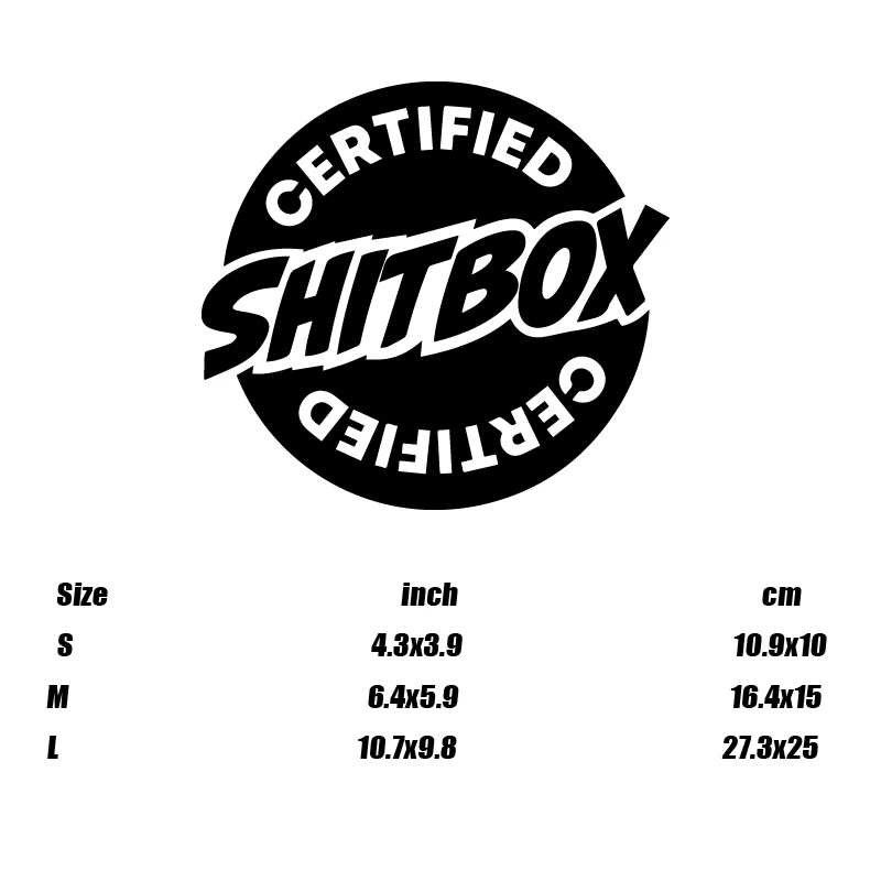 “SHITBOX CERTIFIED”stickers,Durable & Weather-Resistant Vehicle Accessory,Perfect for Adding a Touch of Humor to Your Car! view 2