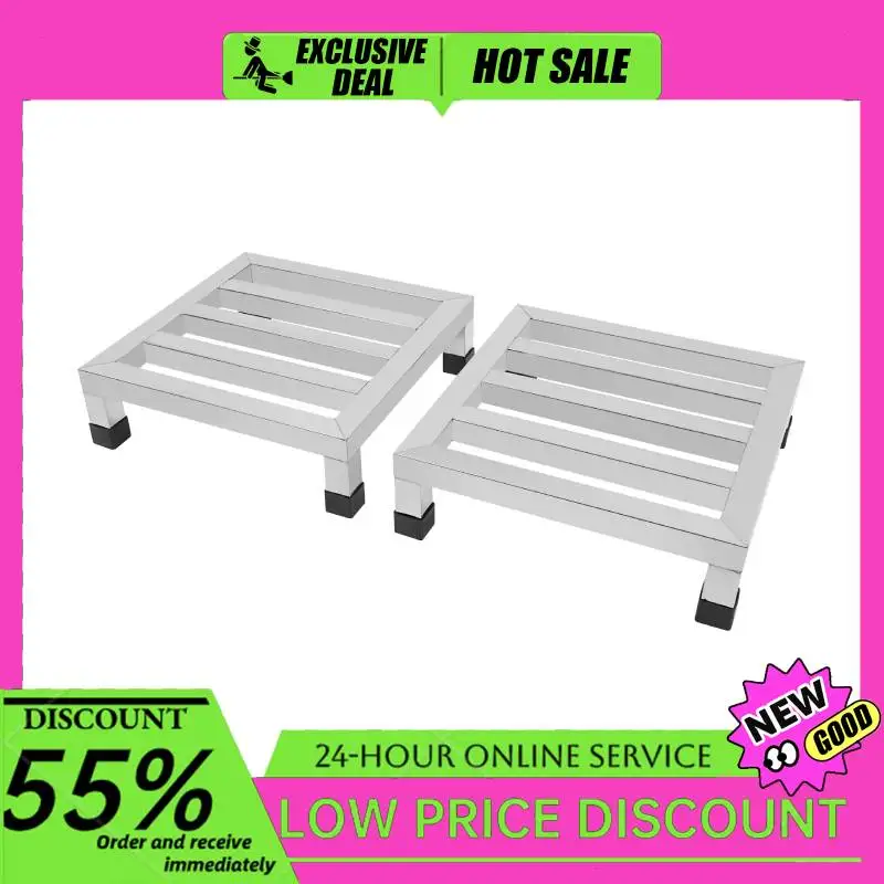 

2 Pack Dunnage Shelves Stainless Steel Dunnage Rack 700LBS/Each 13.78"x13.78" for Kitchen/Warehouse