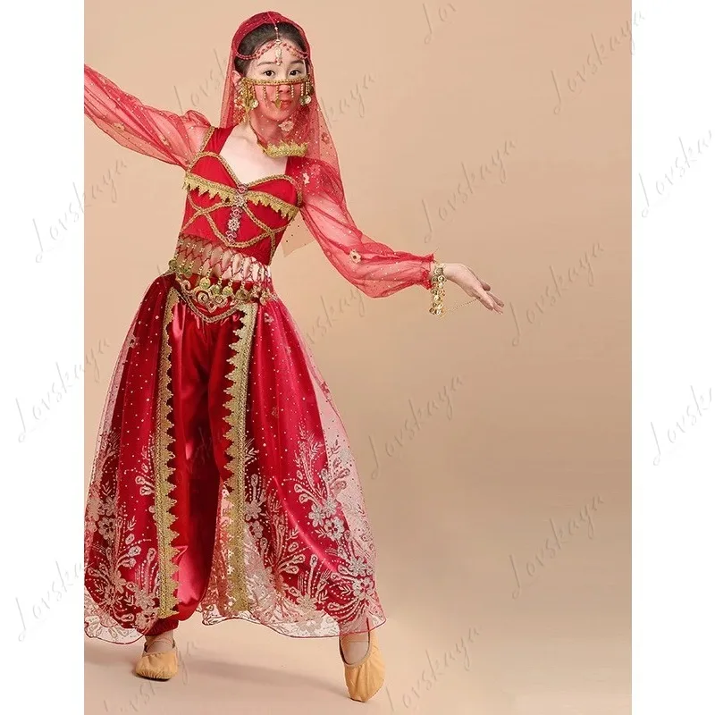 فستان رقص عرقي غريب للأطفال طقم أداء لمرحلة الأطفال الصغار زي عرقي للفتيات لقراص الرقص والعروض #3