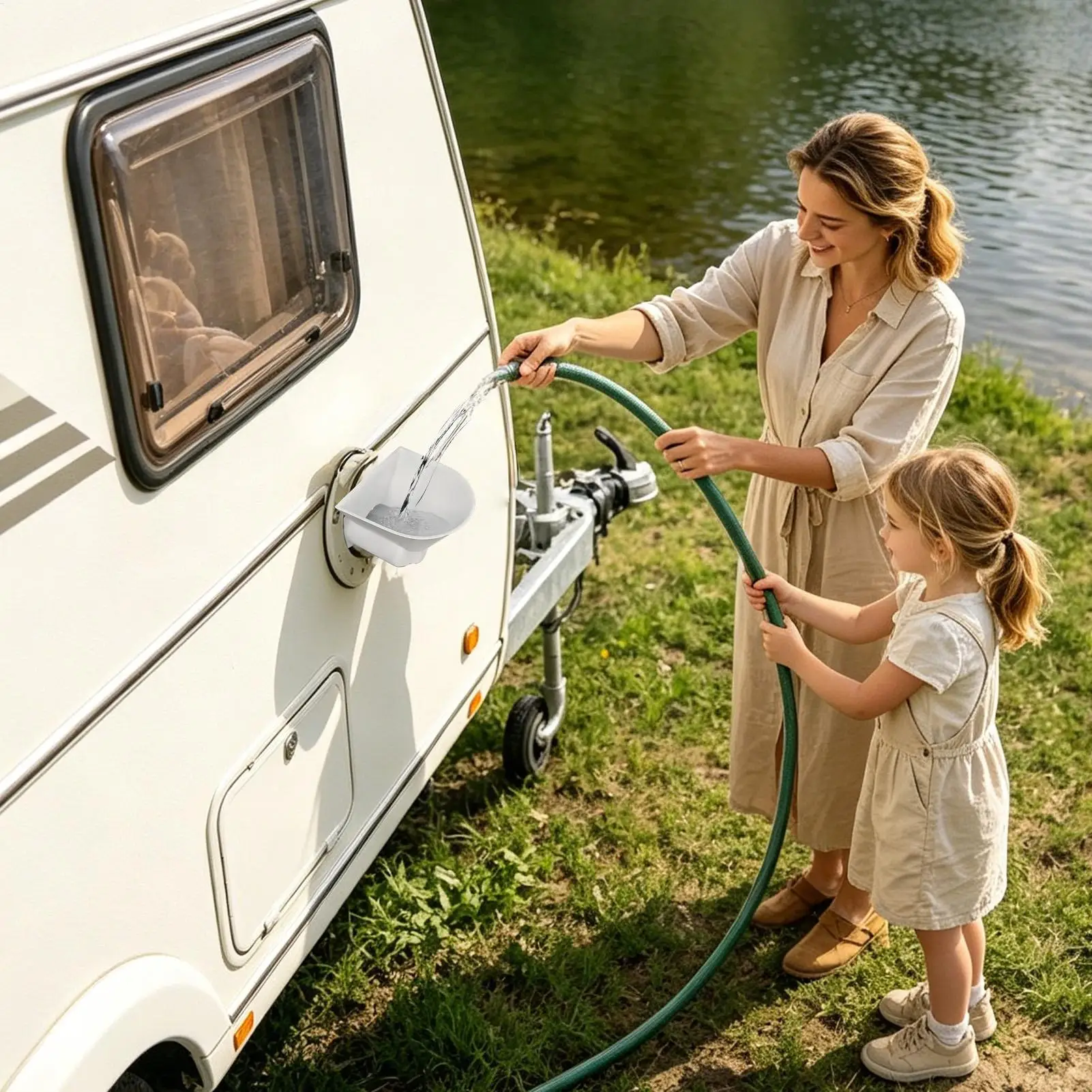 RV Water Funnel Wide Mouth Portable Vehicle Accessories RV Fresh Water Fill Tank Funnel For Trailer Van Motorhome Camper Outdoor