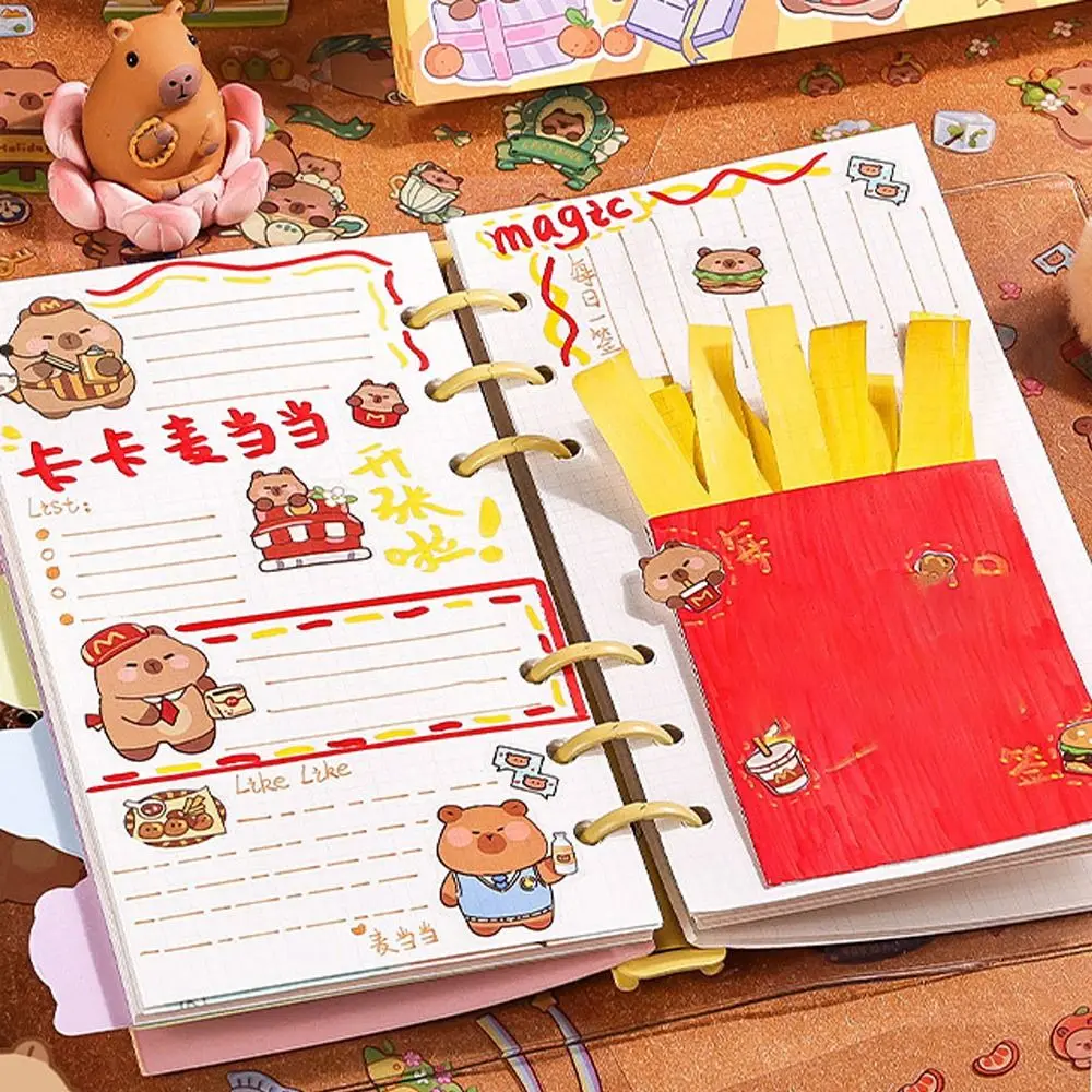 100 Sheets Trendy Non-Repeating Capybara Animal Stickers Waterproof 2024 Kids Sticker Cartoon Cute Notebook Sticker Children