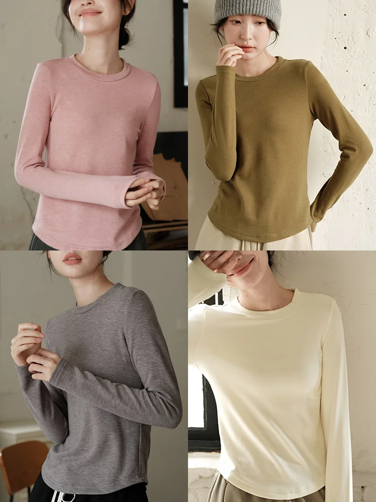 Heated Cotton Thermal irt Long Sve T-irt Women's Autumn Winter Faion Tech Bla Warm Clothing Fei Silk Base Layer