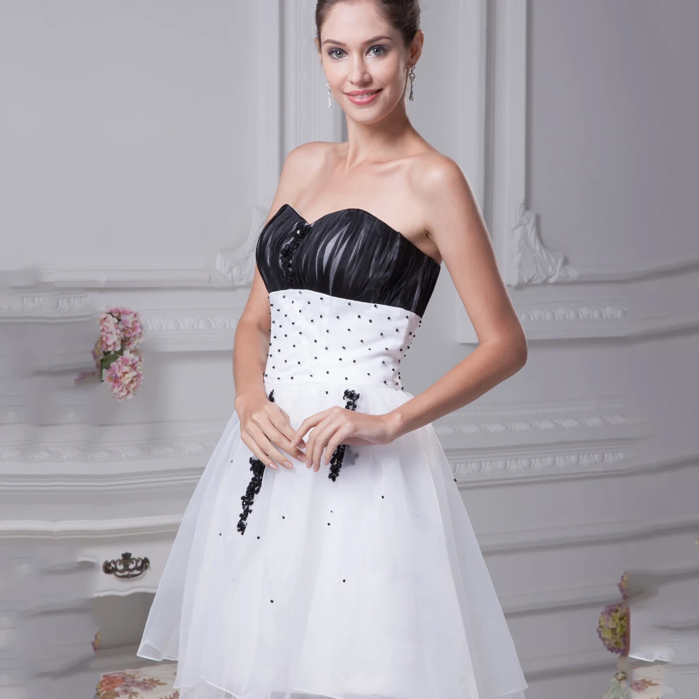 BLUE Punk Ball Gown Sweetheart Homecoming Dresses White Girls 2023 Organza Black Lace Appliques Short Youth Graduation Dresses