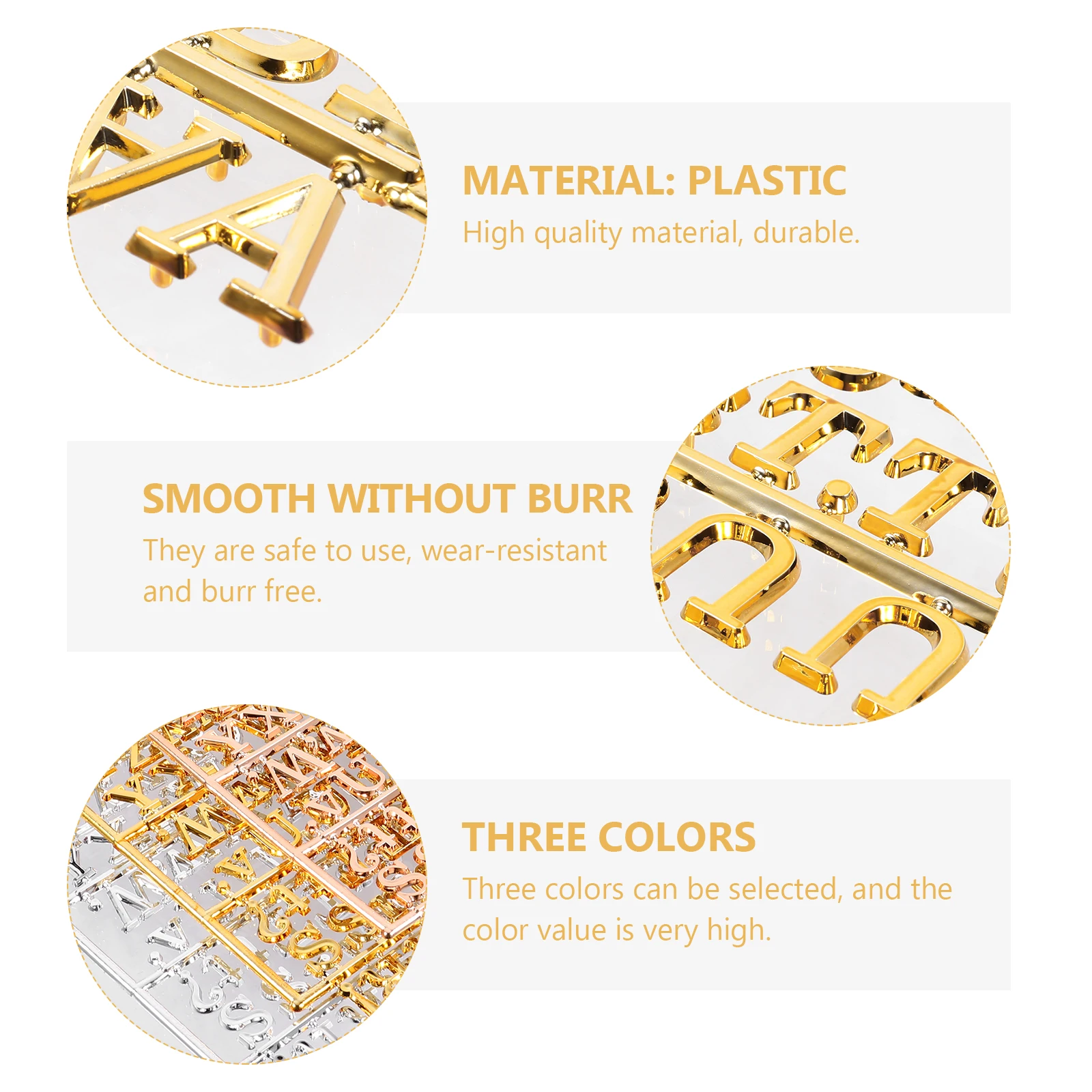 3pcs Letter Board Set Golden Gold Letters Numbers Symbols for Felt Boards Home Office Decor Presentation Changeable