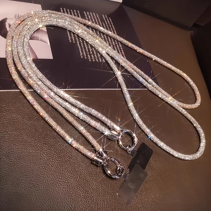 

Full Diamond Mobile Phone Lanyard Fashion Light Luxury Small Perfume Mobile Phone Chain Long Neck Style Flash Diamond Lanyard