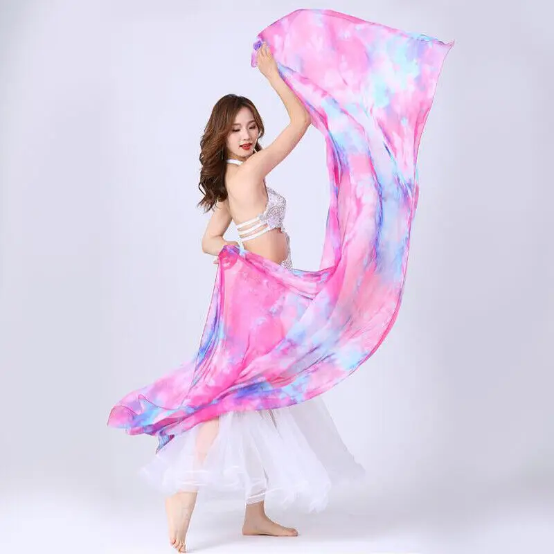 Bellydance Faux Silk Women Scarf Shawl Dance performance Stage Dyed Color Veil DIY Fabric Sewing Craft Clothing Supplies