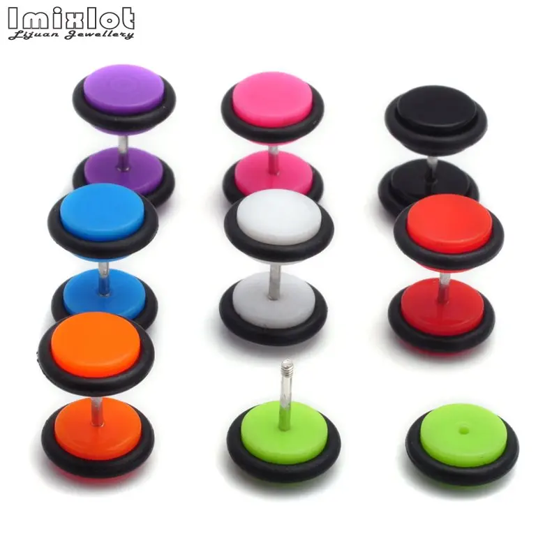 2PCS Acrylic Fake Cheater Ear Plugs and Tunnels Ear Plug Piercing Earring Gauges Cheaters Stretcher Body Jewelry Piercings