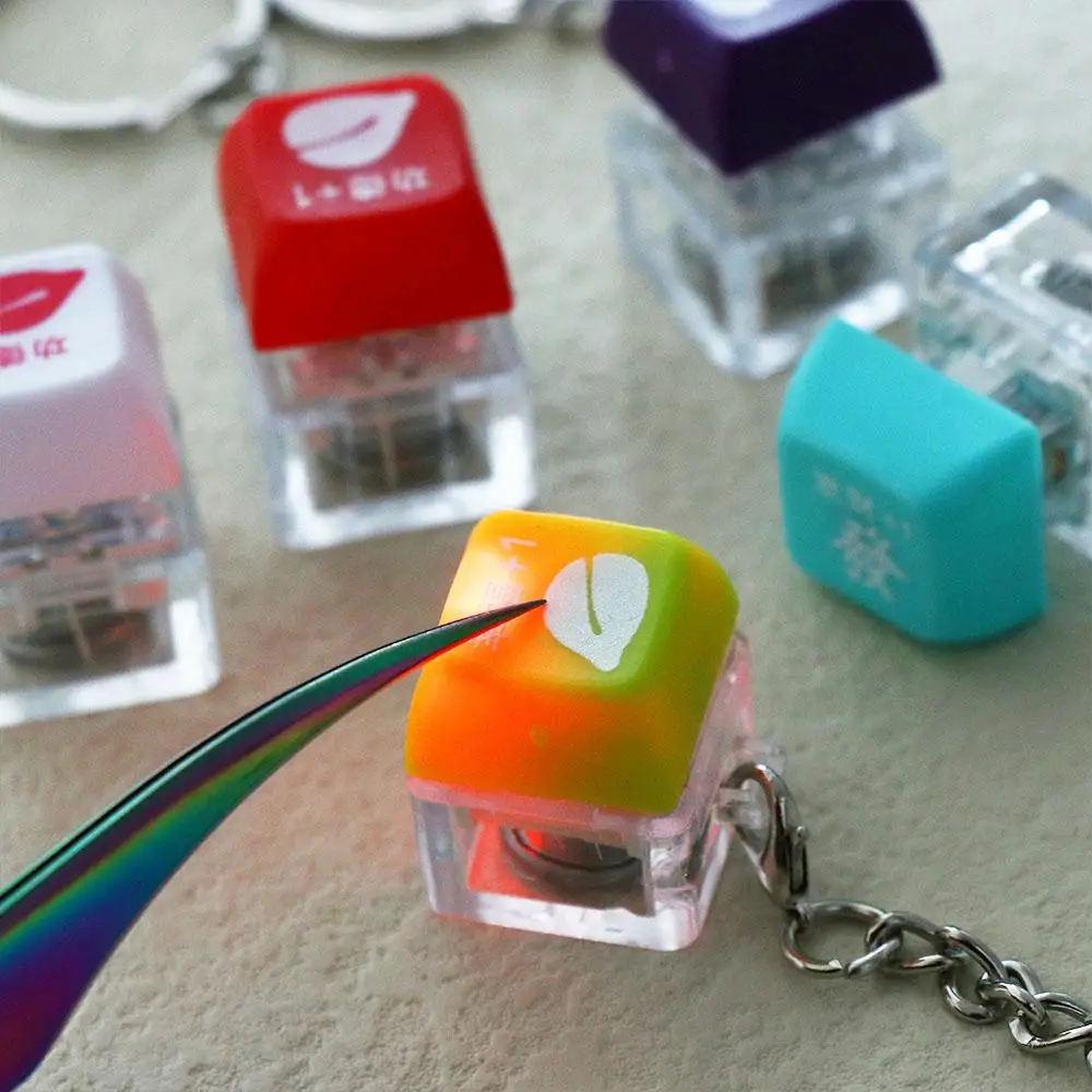Fingertip Button Mechanical Switch Key Chain Mechanical Keyboard Colorful Light Button Cap Keyboard Keychain Axle Tester