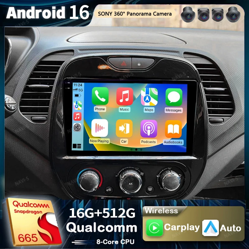 Android 16 For Renault Kaptur Captur 2016- 2019 2K QLED Android Car Radio Multimedia Video Player GPS Stereo CarPlay Navigation
