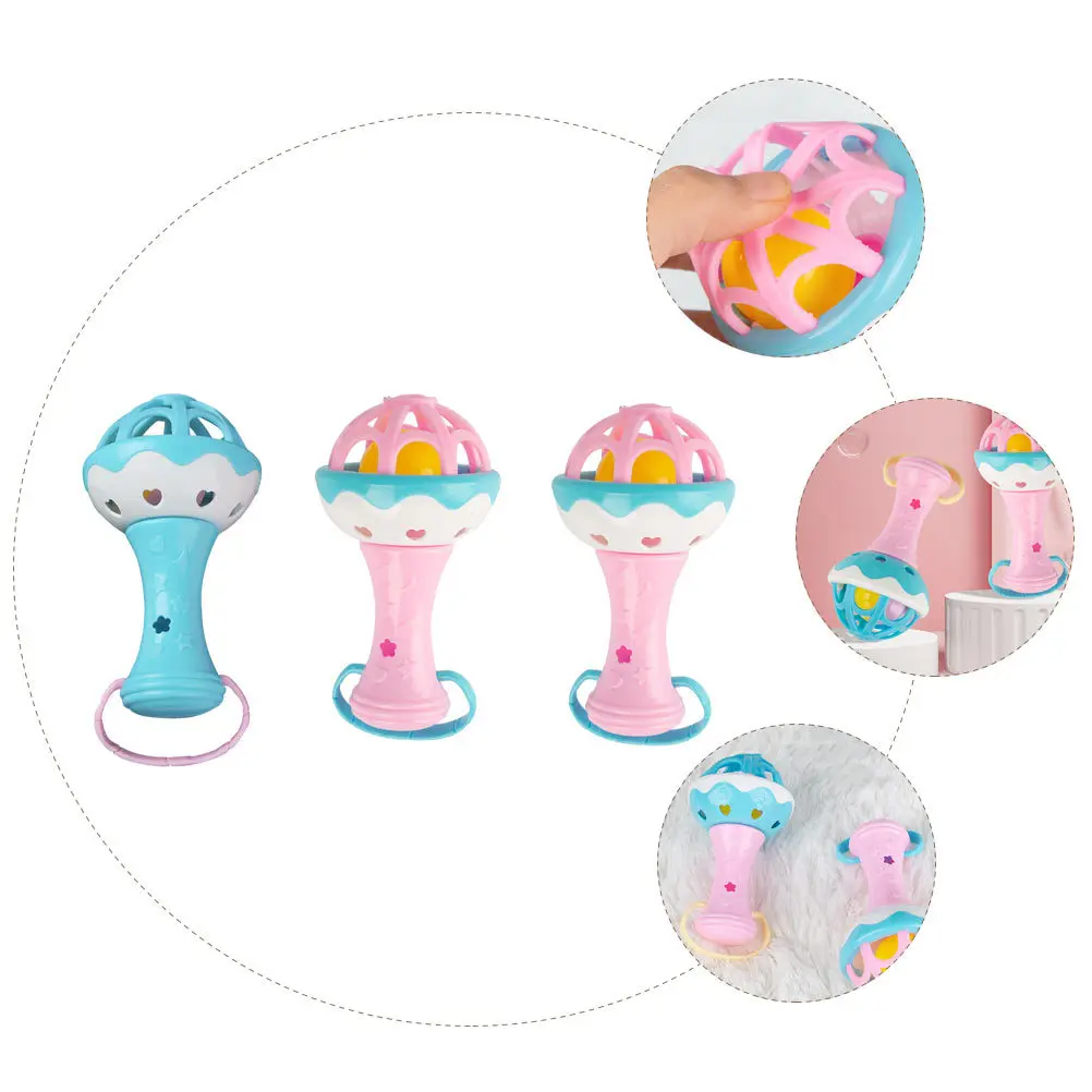 Hochets de clochette en plastique pour bébé, 3 pièces, Shakers musicaux pour nourrissons, léger, Jingle Bell, son éducatif d'apprentissage précoce