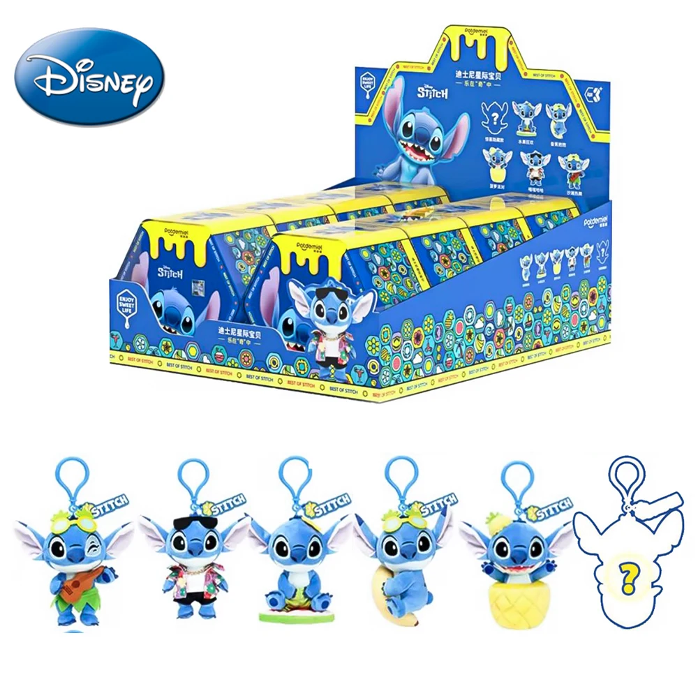 LLavero de caja ciega aleatoria suave de Disney Stitch, colgante bonito de la serie Hawaiana de piña para mochila escolar, teléfono, regalo bonito para seguidores, 1 ud.