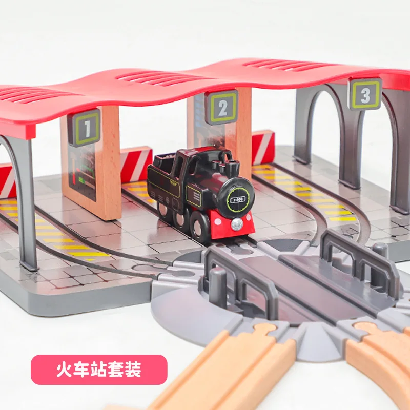 Spelscène Compatibel met houten spoor Educatief speelgoed Spoorwegplatform Trein voor kinderen Speelgoed Spooraccessoires Multi-Track X32