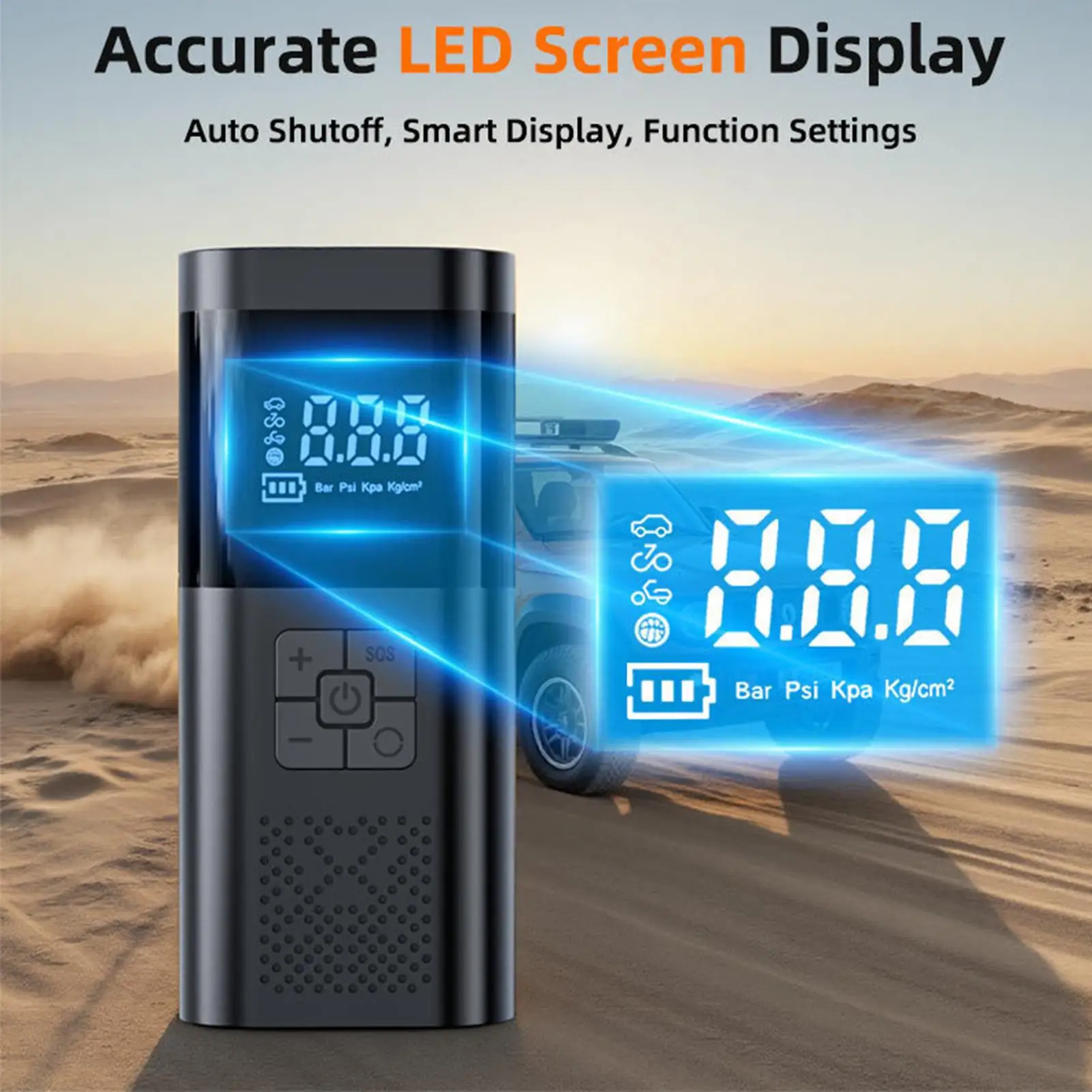 

2-in-1 Digital Portable Cordless Inflator Tire Inflator Portable Air Compressor Car Air Pump For Motorcycle Bike Bicycle Truck