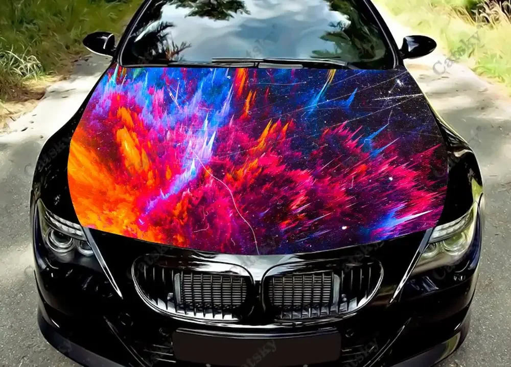 

Abstract splash paint Car hood vinyl sticker wrap film custom self-adhesive sticker universal car hood decal